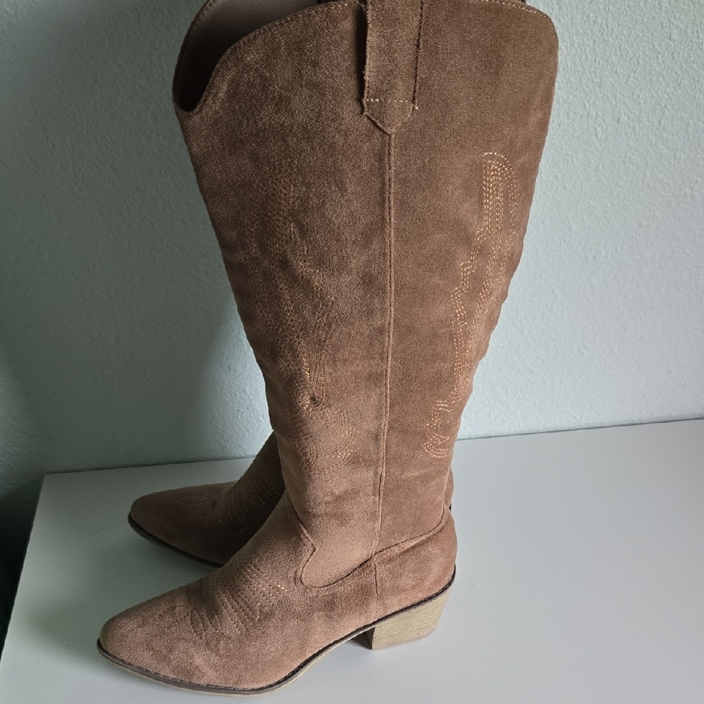Brown Suede Knee-High Boots - Picture 7 of 11
